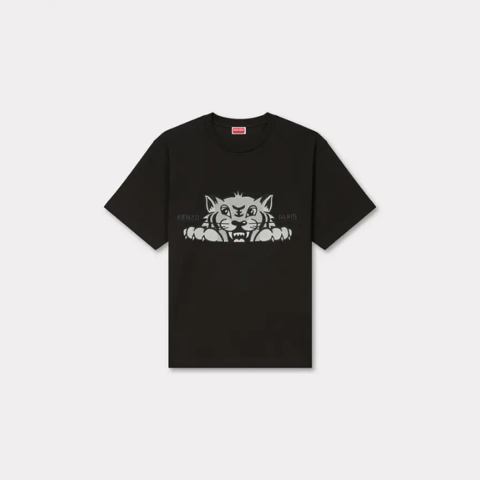 Kenzo Paris 'KENZO Happy Tiger' embroidered oversized T-shirt Black