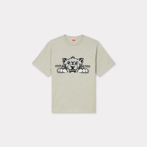 Kenzo Paris 'KENZO Happy Tiger' embroidered oversized T-shirt Pale Grey