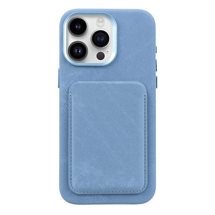 Denim Fabric Wallet Case For iPhone 15 Pro