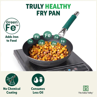 Ironklad 100% Pure Sheet Iron Frying pan, Steel Cool Touch Handle & Silicone Grip, Pre-seasoned, Toxin-free, Induction, 2/2.5 L, 25/30.8 Cm, 1.1/1.4 Kg
