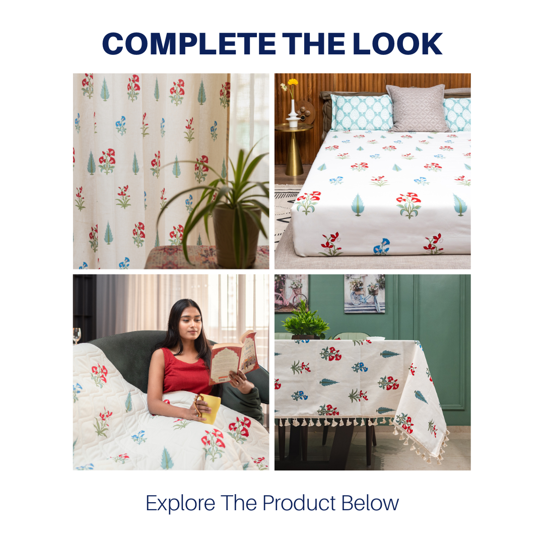 Fitted King Size Cotton Bedsheet - High Garden Red