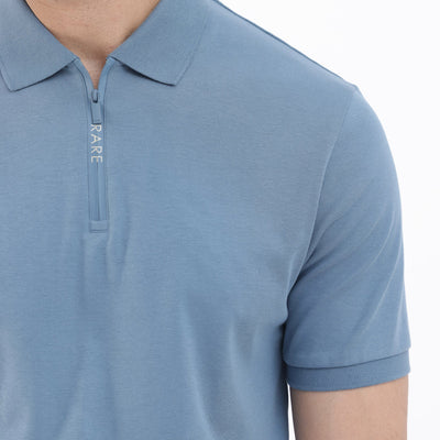 Rare Rabbit Men's Holit Dark Blue Half Sleeves Solid Polo T-Shirt