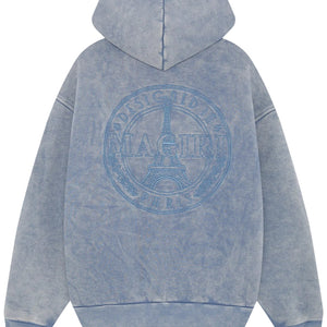 MAGIRI Embroidered Acid Washed Blue Hoodie