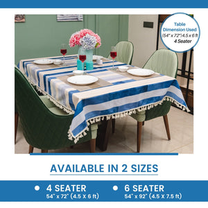 Sicilia : Anti Skid & Water resistant Linen textured Premium table cover for dining table - Horizontal Stripes