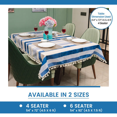 Sicilia : Anti Skid & Water resistant Linen textured Premium table cover for dining table - Horizontal Stripes