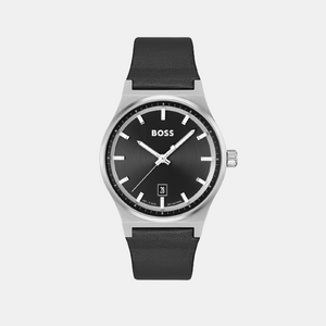 Candor Men Quartz Black Dial Analog Leather Watch 1514075