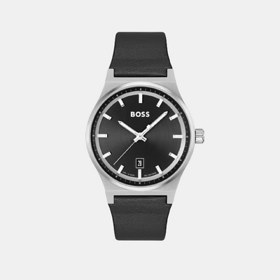 Candor Men Quartz Black Dial Analog Leather Watch 1514075