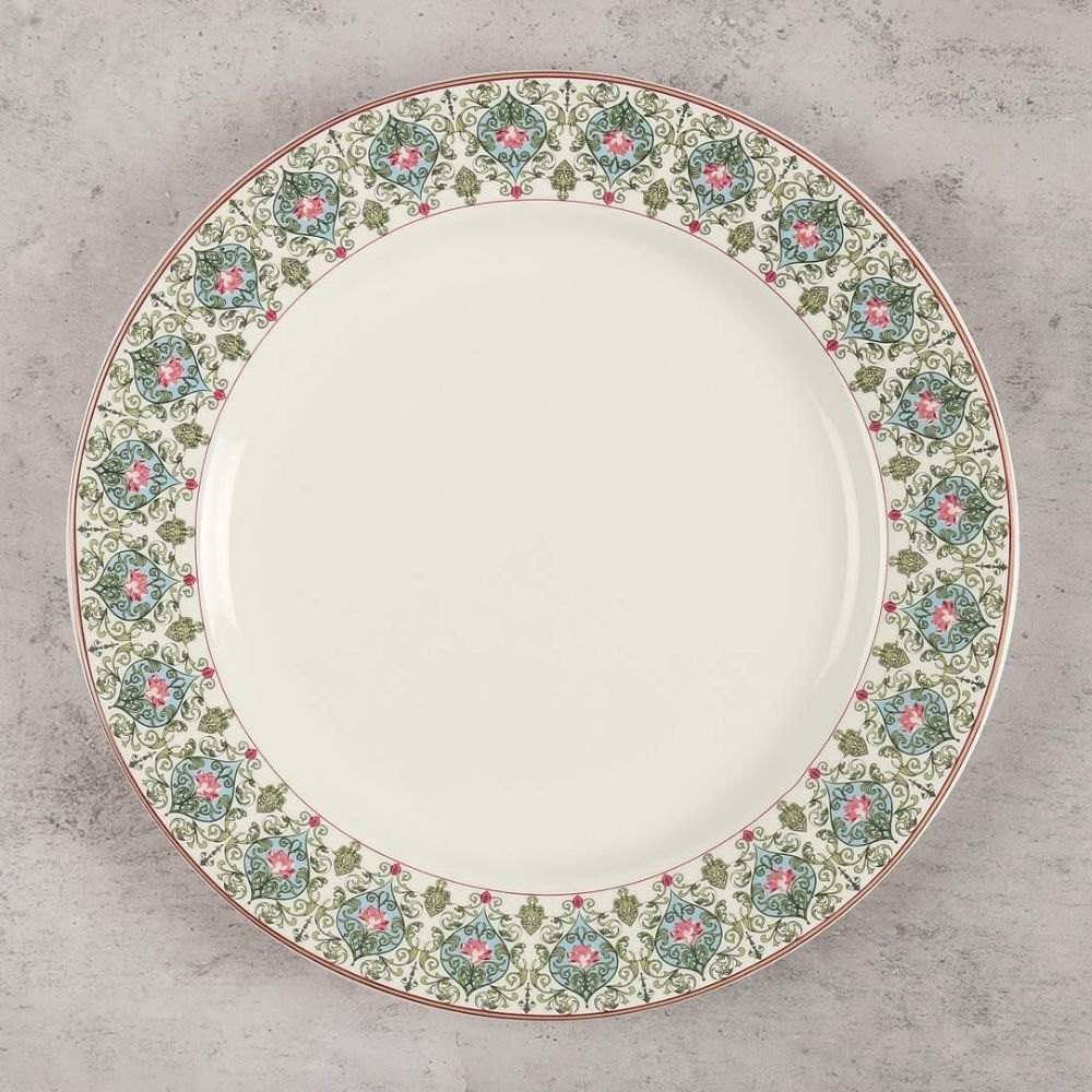 India Circus Ceramic Floral Illusion Dinner Plate | 1 Pc