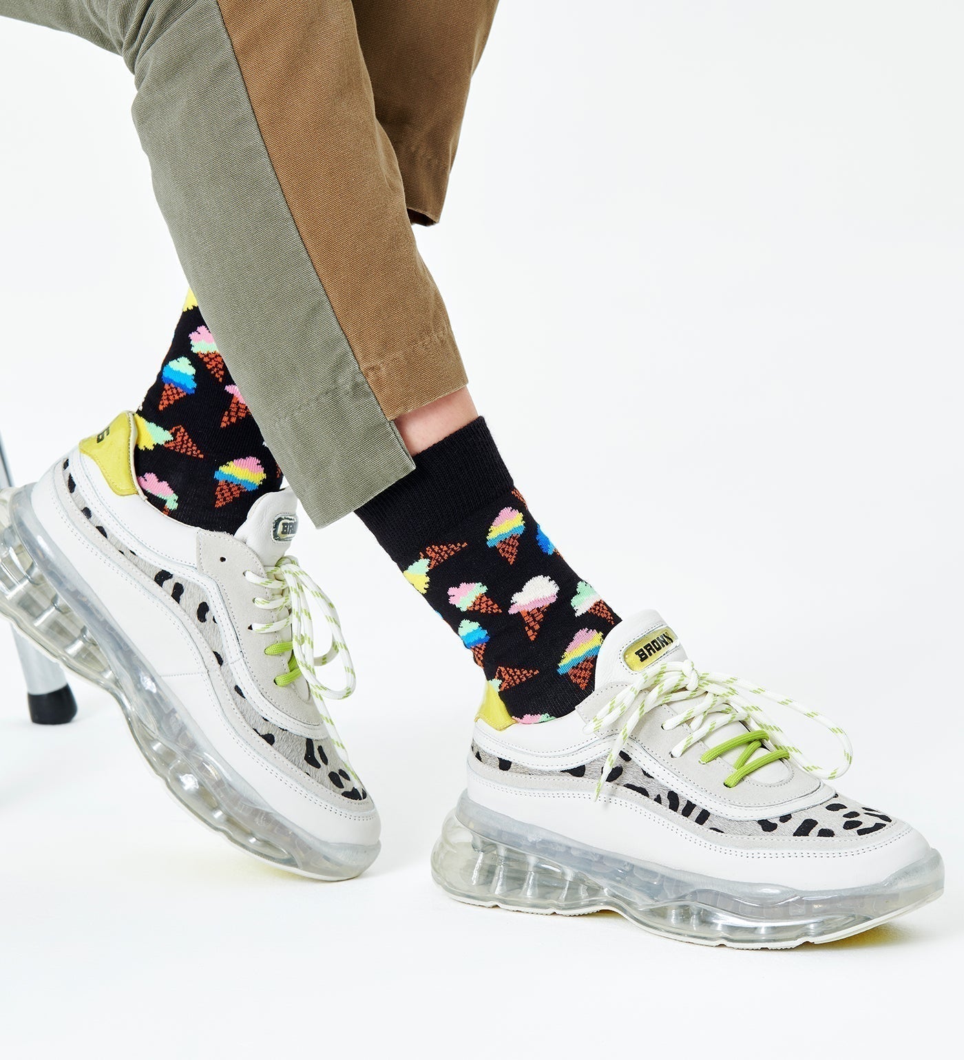 Happy Socks Unisex Ice Cream Crew Length Socks for Women and Men