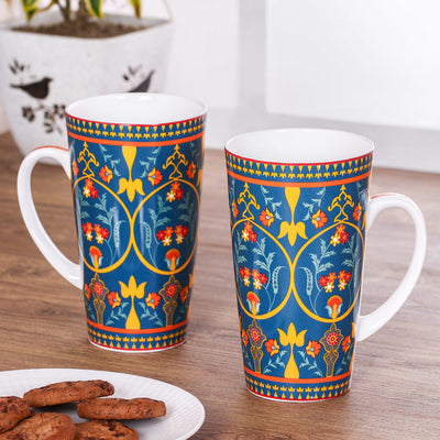 India Circus Swirling Safari Tall Milk/Coffee Mugs | 600 ml | Set of 2 Pcs