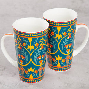 India Circus Swirling Safari Tall Milk/Coffee Mugs | 600 ml | Set of 2 Pcs