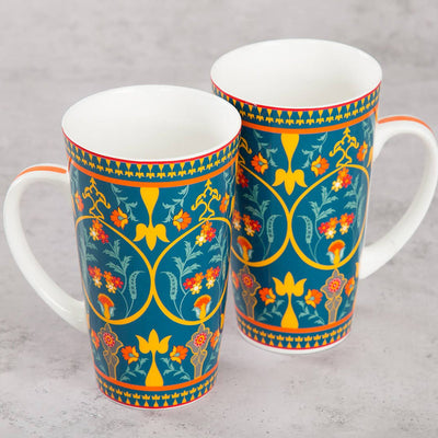 India Circus Swirling Safari Tall Milk/Coffee Mugs | 600 ml | Set of 2 Pcs