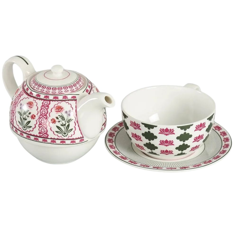 India Circus Floral Fountain Tea for One | Tea Set | Set of 3 Pcs