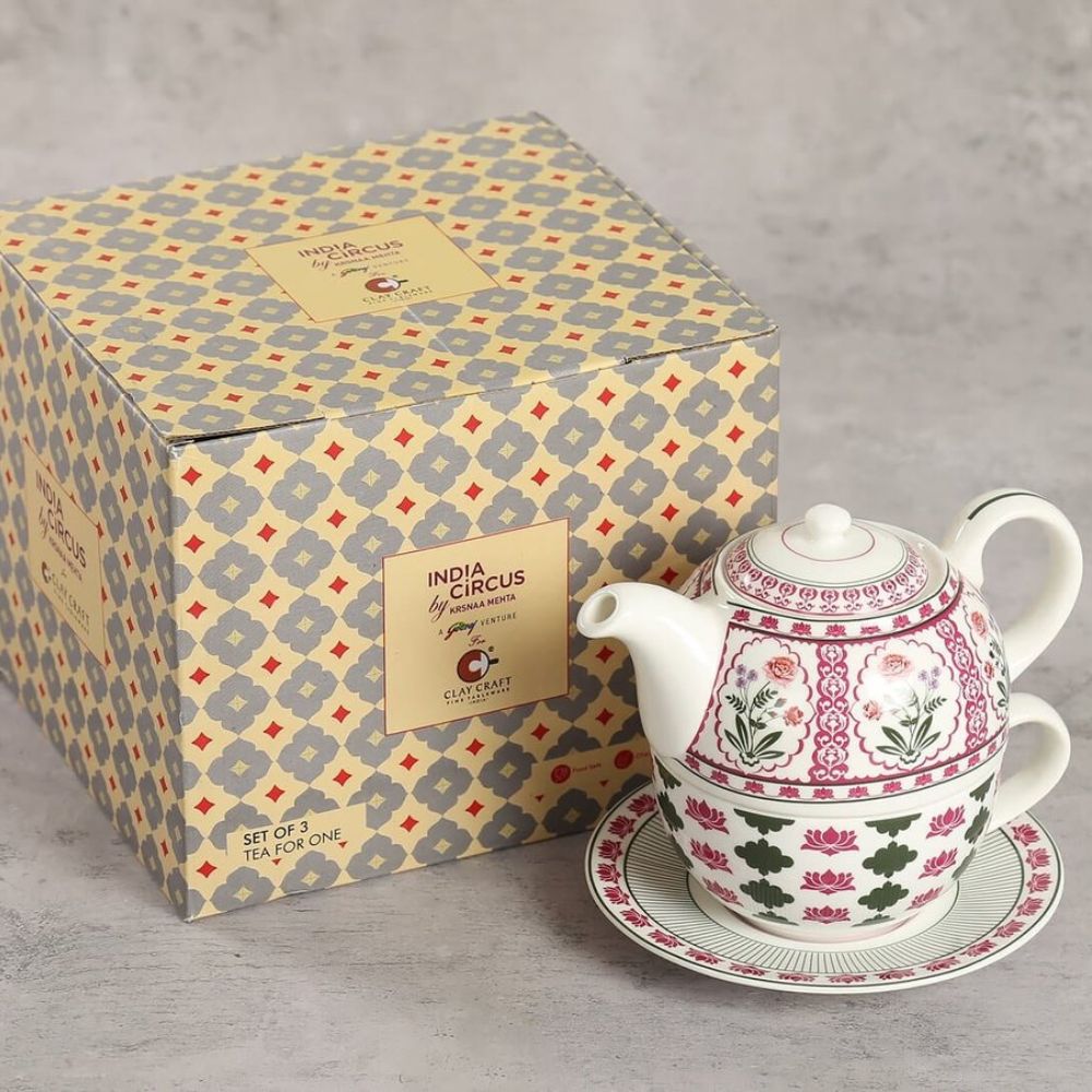 India Circus Floral Fountain Tea for One | Tea Set | Set of 3 Pcs