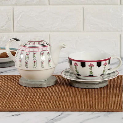 India Circus Black Garden Tea for One | Tea Set | Set of 3 Pcs