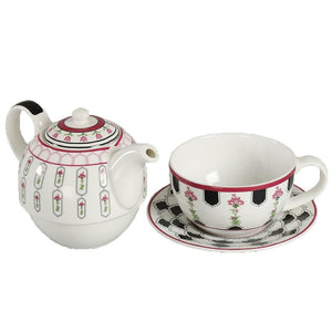 India Circus Black Garden Tea for One | Tea Set | Set of 3 Pcs