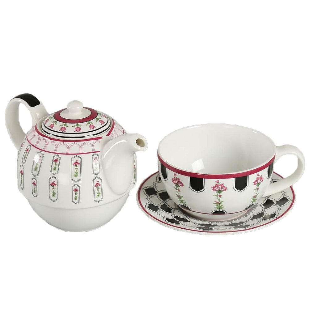 India Circus Black Garden Tea for One | Tea Set | Set of 3 Pcs