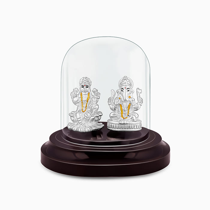 Silver Lakshmi and Ganesha Idol