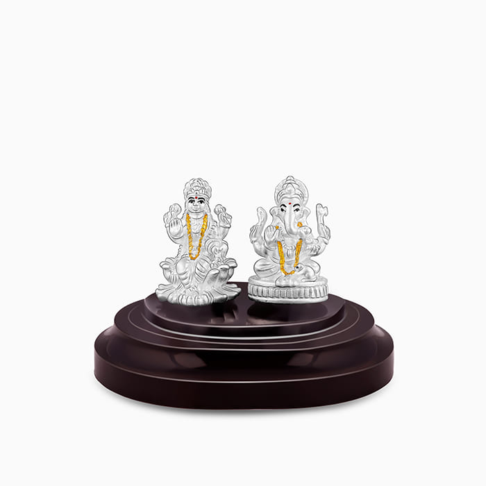 Silver Lakshmi and Ganesha Idol