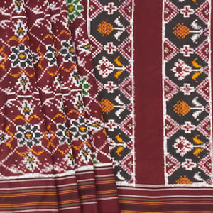 Maroon Handwoven Double Ikat Silk Saree