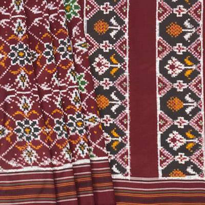 Maroon Handwoven Double Ikat Silk Saree