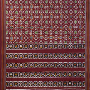 Maroon Handwoven Double Ikat Silk Saree