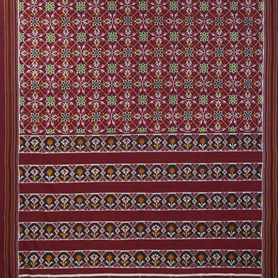 Maroon Handwoven Double Ikat Silk Saree