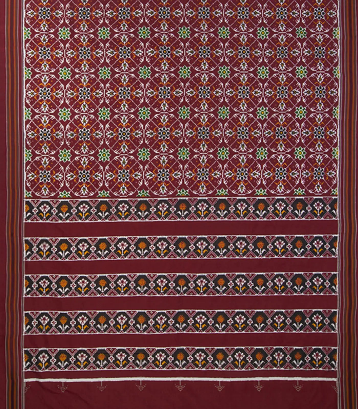 Maroon Handwoven Double Ikat Silk Saree