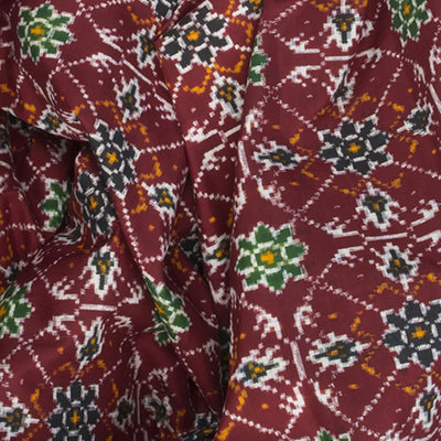 Maroon Handwoven Double Ikat Silk Saree