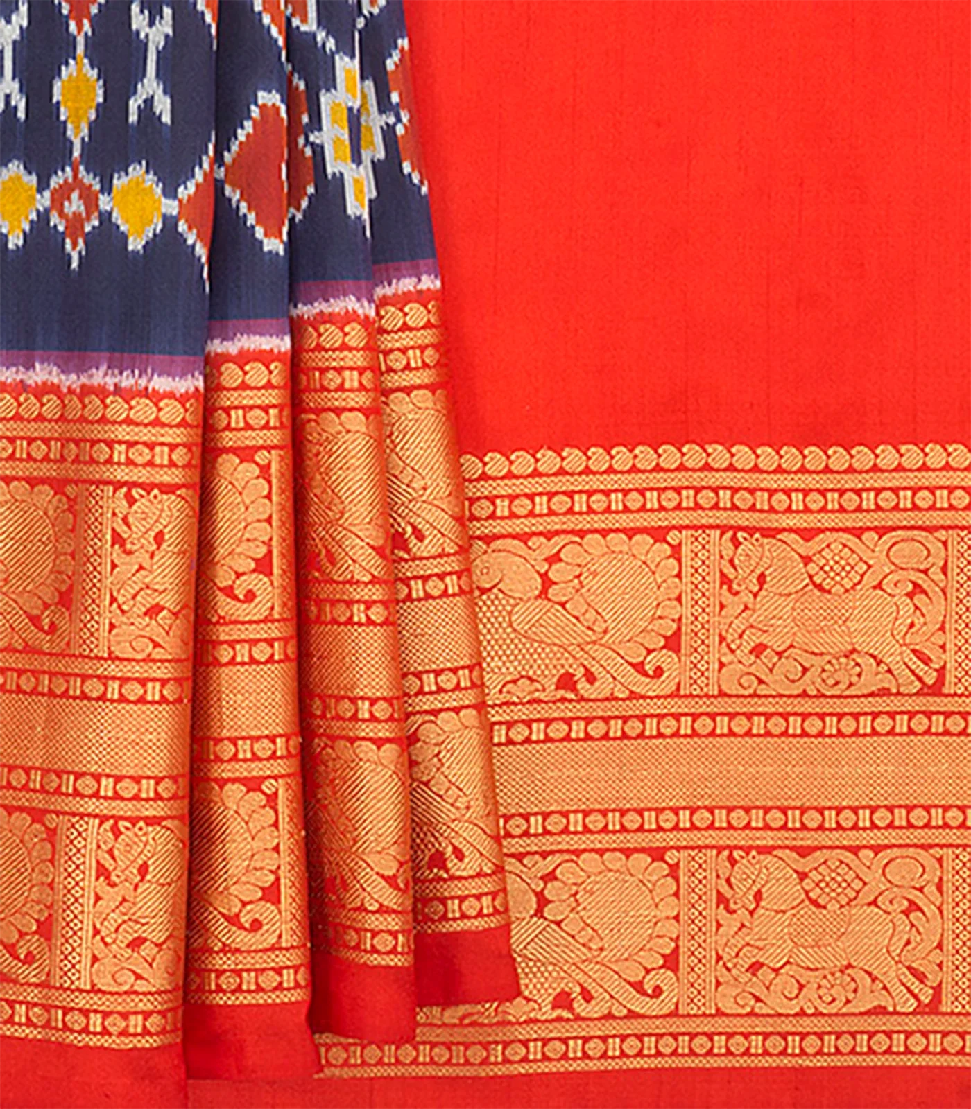 Blue Handwoven Ikat Silk Saree