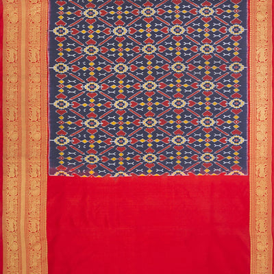 Blue Handwoven Ikat Silk Saree