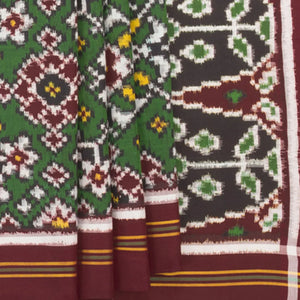 Forest Green Handwoven Ikat Silk Saree