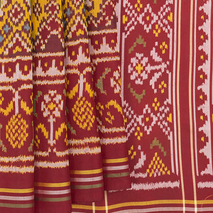 Mustard Handwoven Ikat Silk Saree