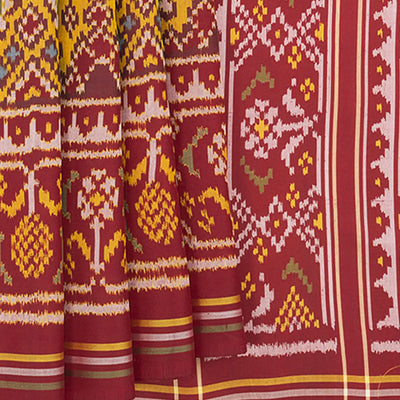 Mustard Handwoven Ikat Silk Saree