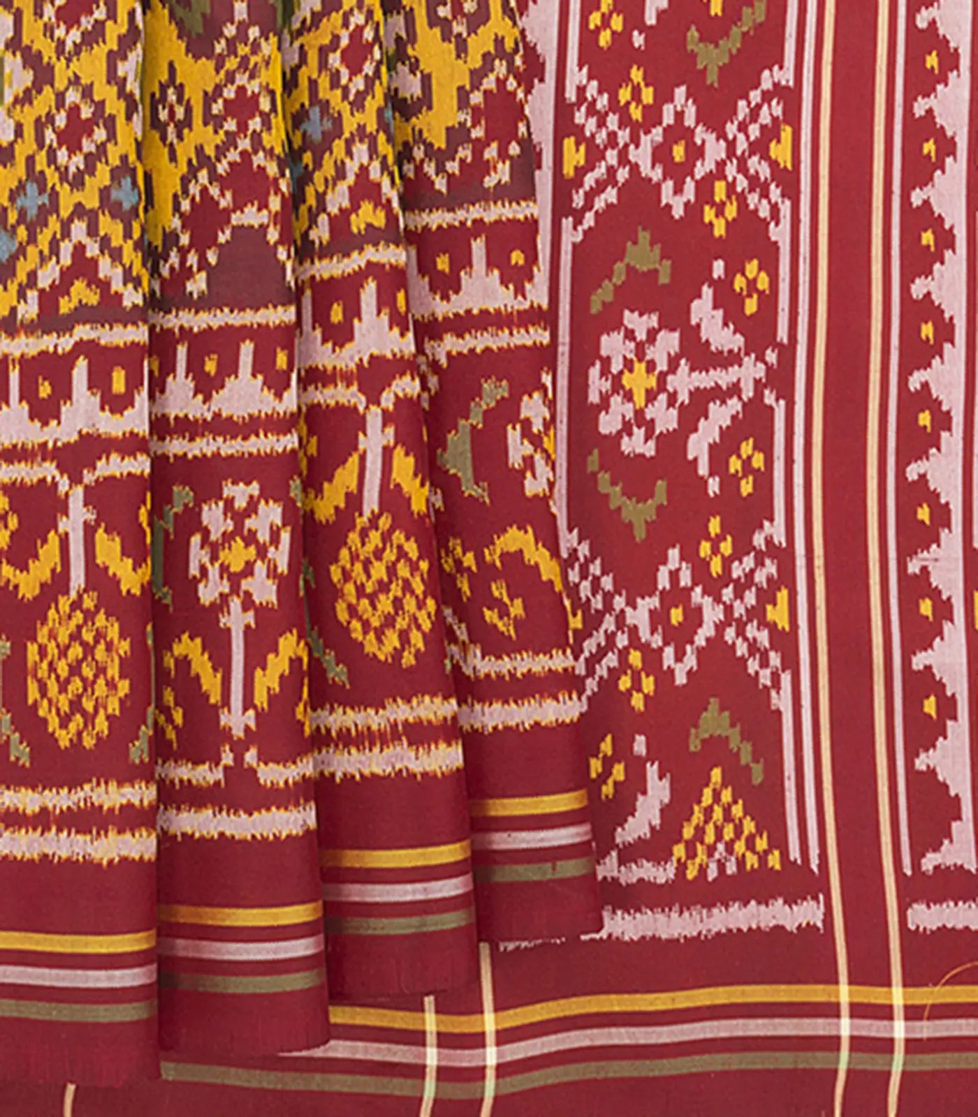 Mustard Handwoven Ikat Silk Saree