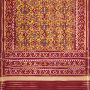 Mustard Handwoven Ikat Silk Saree