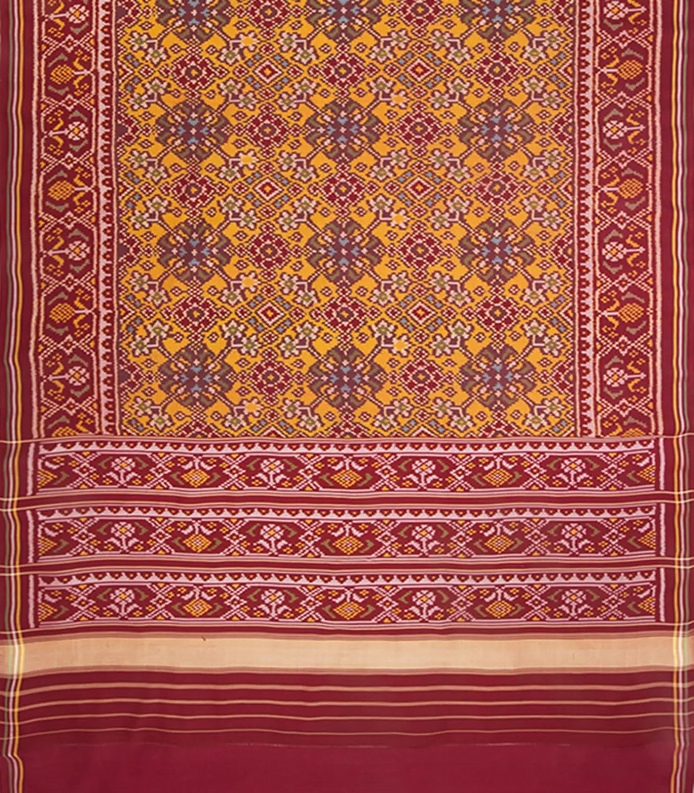 Mustard Handwoven Ikat Silk Saree