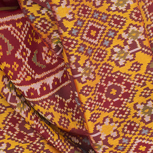 Mustard Handwoven Ikat Silk Saree