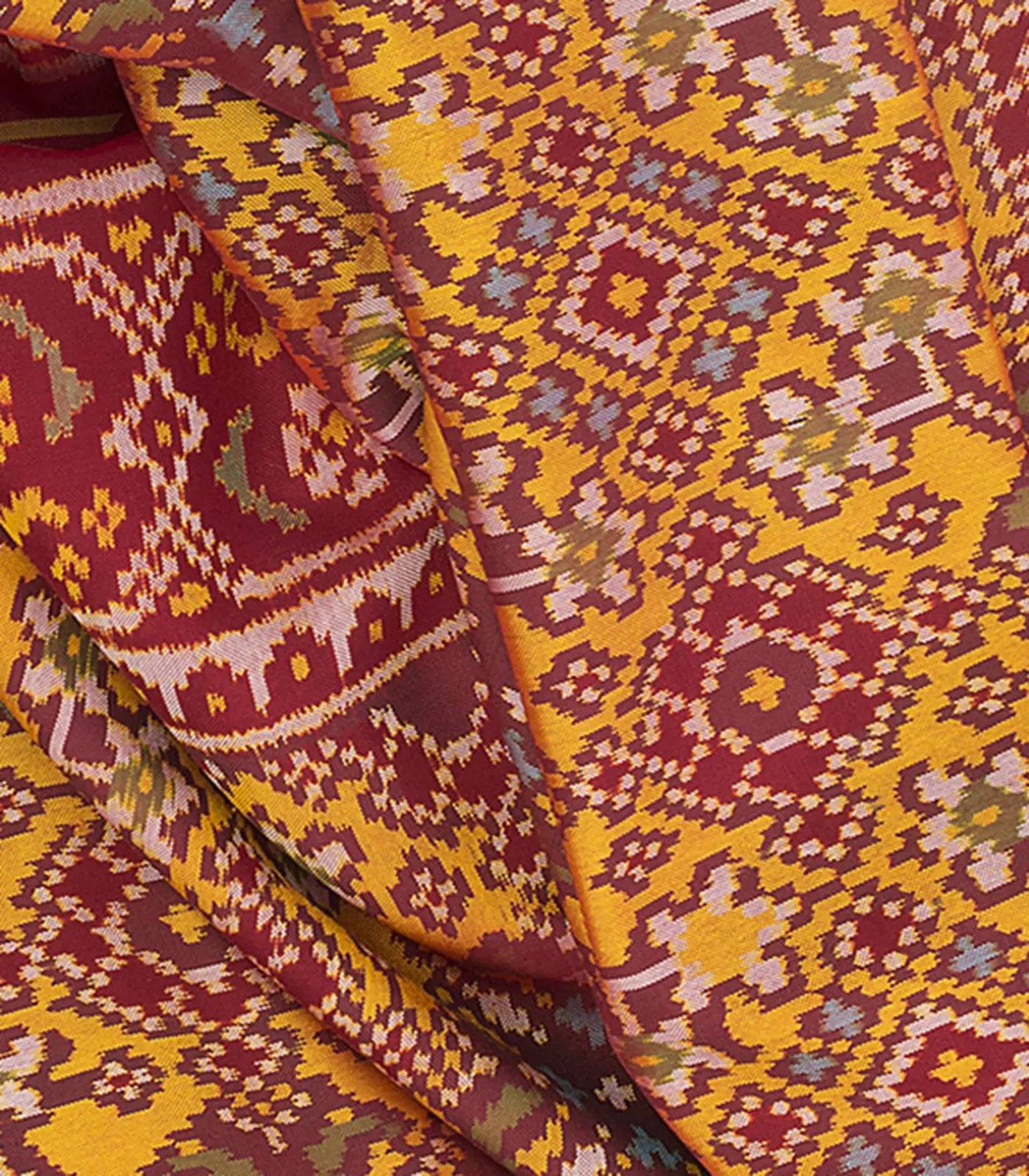 Mustard Handwoven Ikat Silk Saree