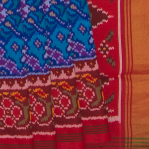 Blue Handwoven Ikat Silk Saree-Blue