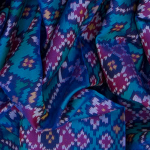 Blue Handwoven Ikat Silk Saree-Blue