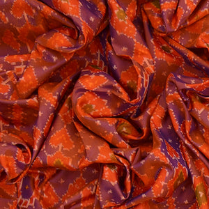 Orange Handwoven Rajkot Patola Silk Saree With Diamond Motifs And Pink Border & Pallu-Orange