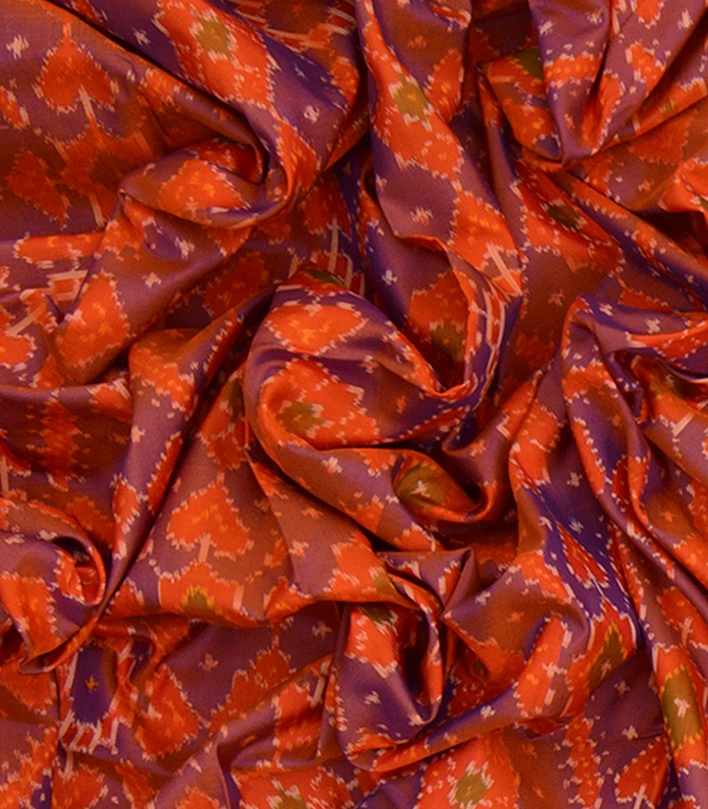 Orange Handwoven Rajkot Patola Silk Saree With Diamond Motifs And Pink Border & Pallu-Orange