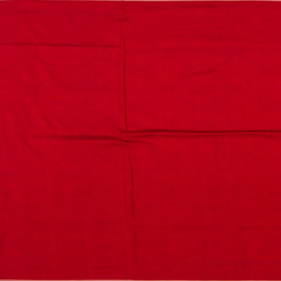 Crimson Handwoven Double Ikat Saree With Elephant & Bird Motifs in Diamond Pattern-Crimson