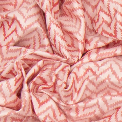 Off White Handwoven Ikat Silk Saree With Chevron Motifs & Orange Pallu-Off White