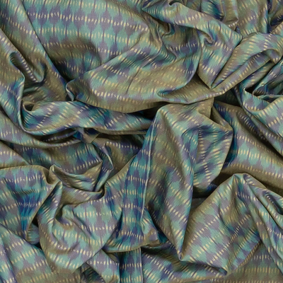 Sea Green Handloom Single Ikat Saree With Grey Border-Sage Green