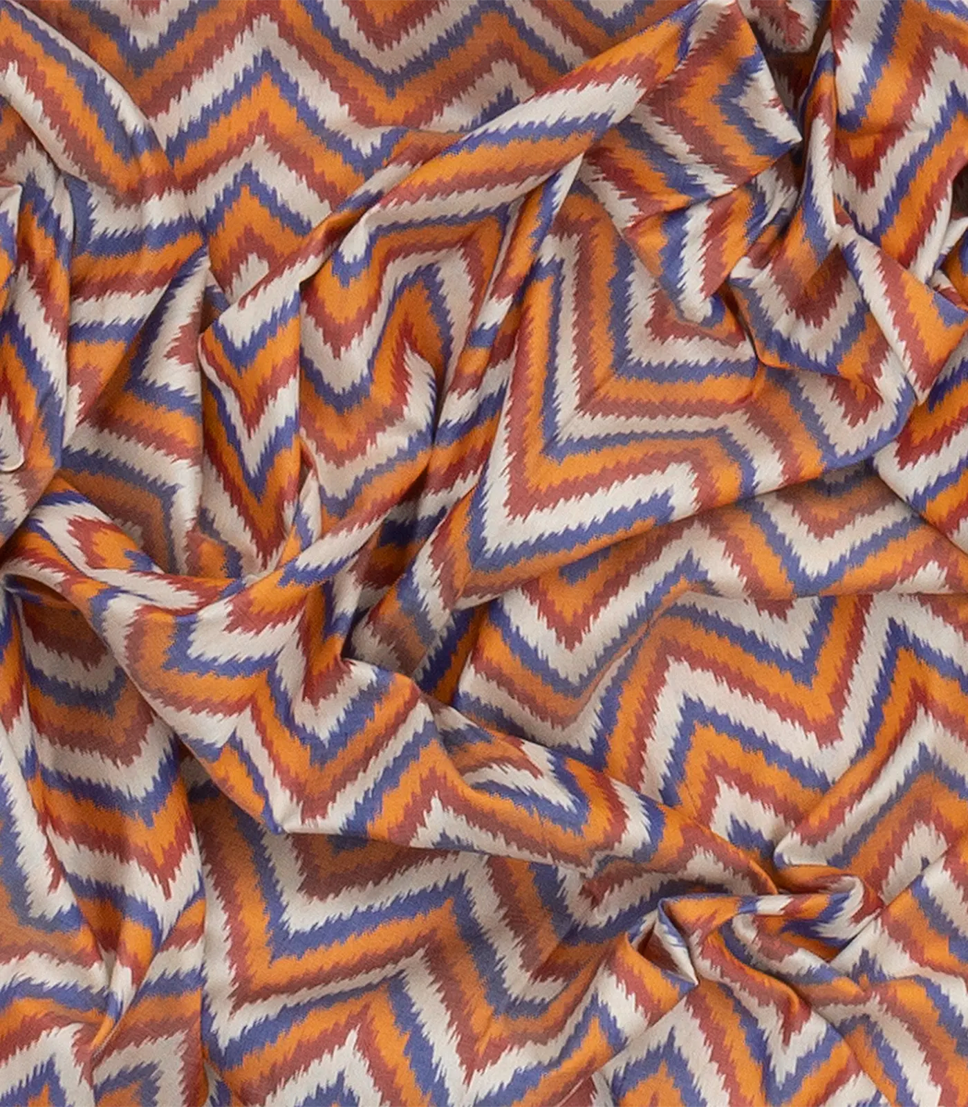 White Handloom Single Ikat Saree With Chevron Motifs-White