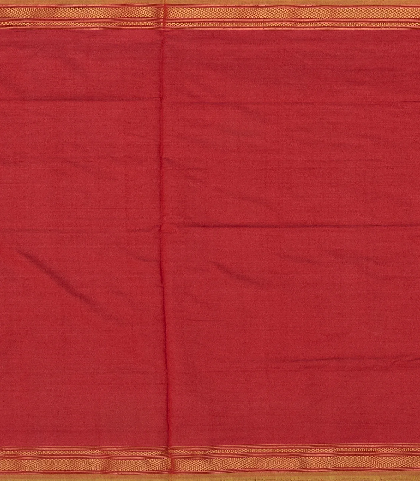 Leaf Green Handloom Single Ikat Saree With Red Border-Leaf Green