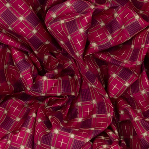 Pink Handloom Ikat Silk Saree With Checks & Navy Pallu-Pink