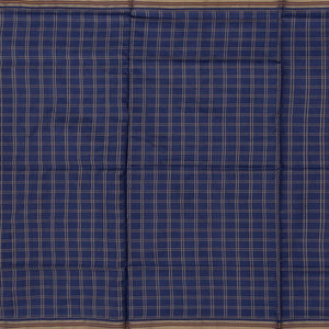 Pink Handloom Ikat Silk Saree With Checks & Navy Pallu-Pink